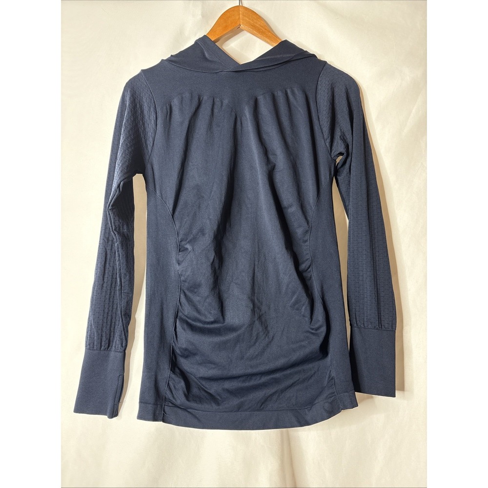 Clima Wear Women's M Athletic‎ Seamless Long Sleeve Hoodie Blue Stretch Shirt